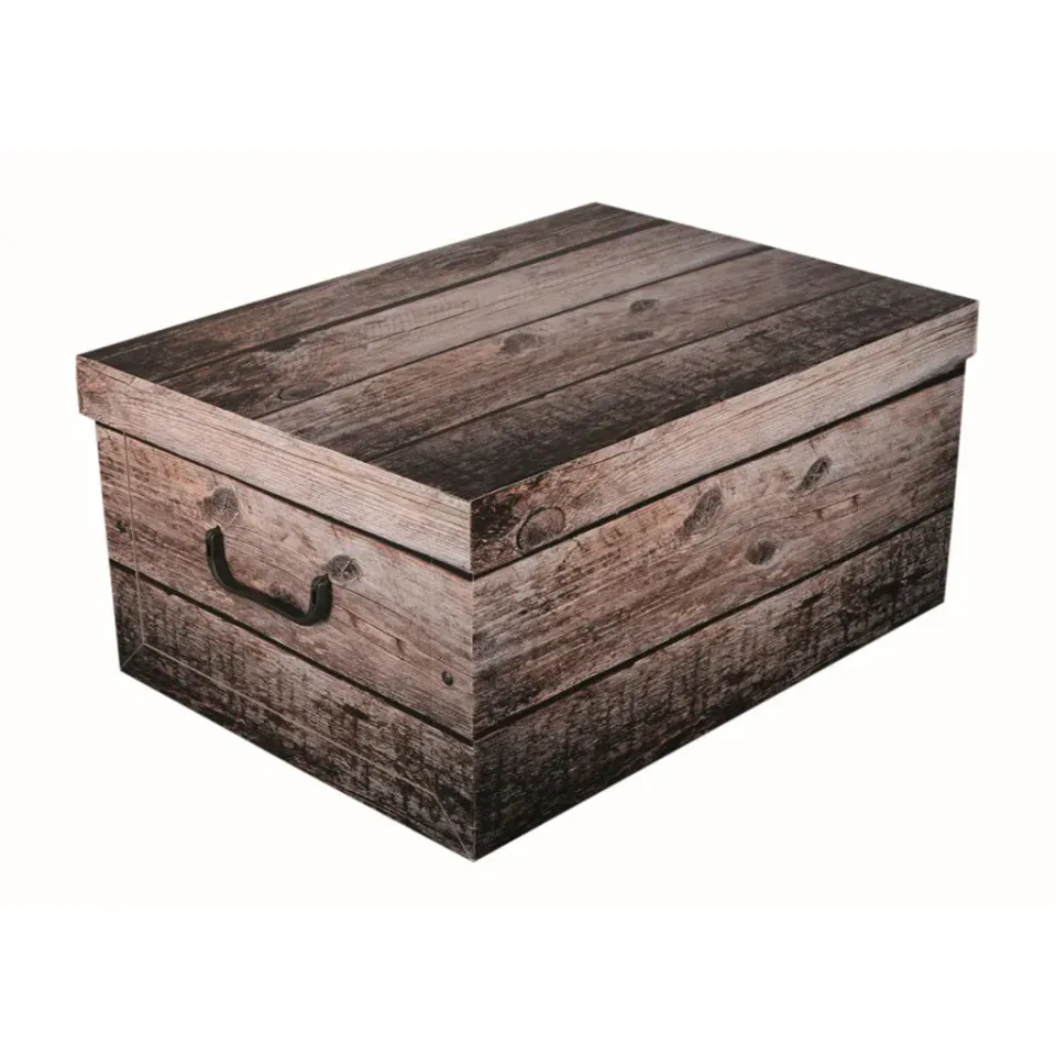 Kreher Shabby Wood Dekokarton 40 Liter Holz Grau