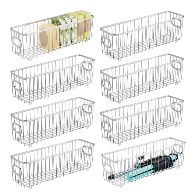M Design Aufbewahrungskorb Metall 8er-Set silber rostfrei