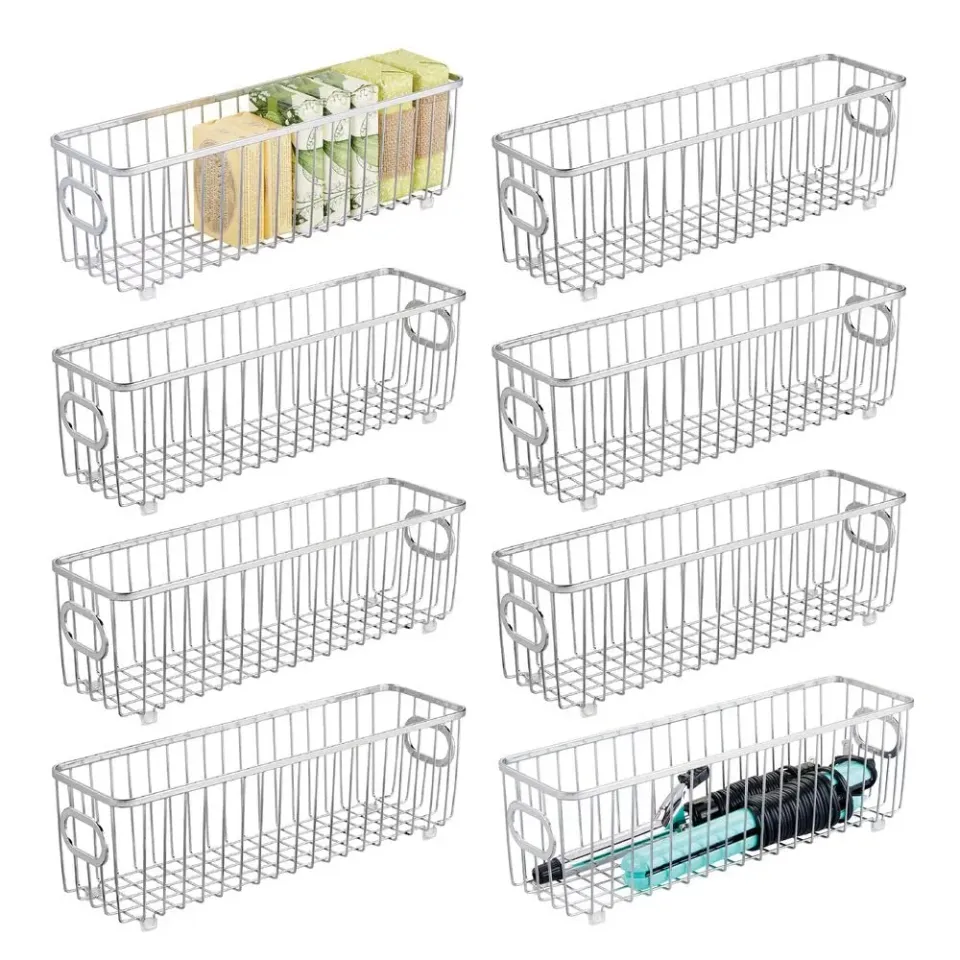 M Design Aufbewahrungskorb Metall 8er-Set silber rostfrei