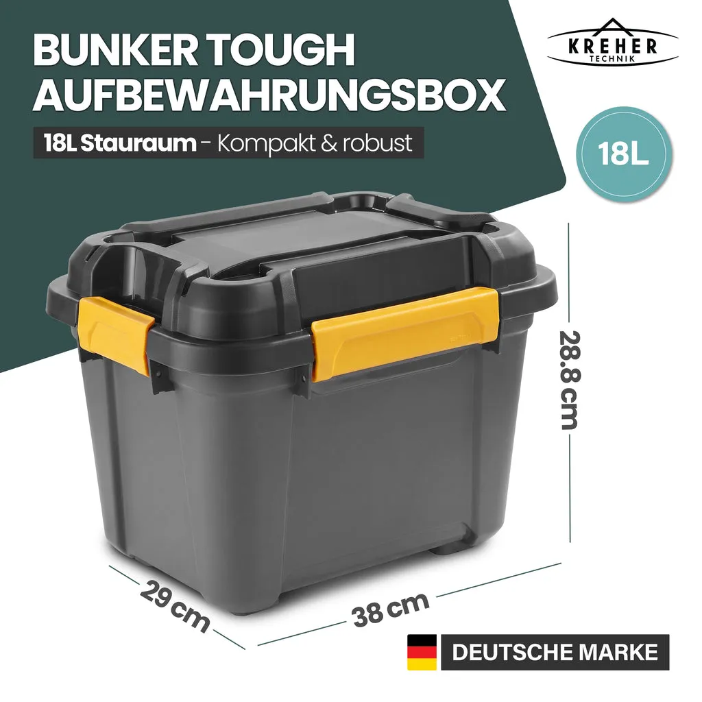 Kreher Bunker Aufbewahrungsbox 18L IP67 mit Deckel schwarz