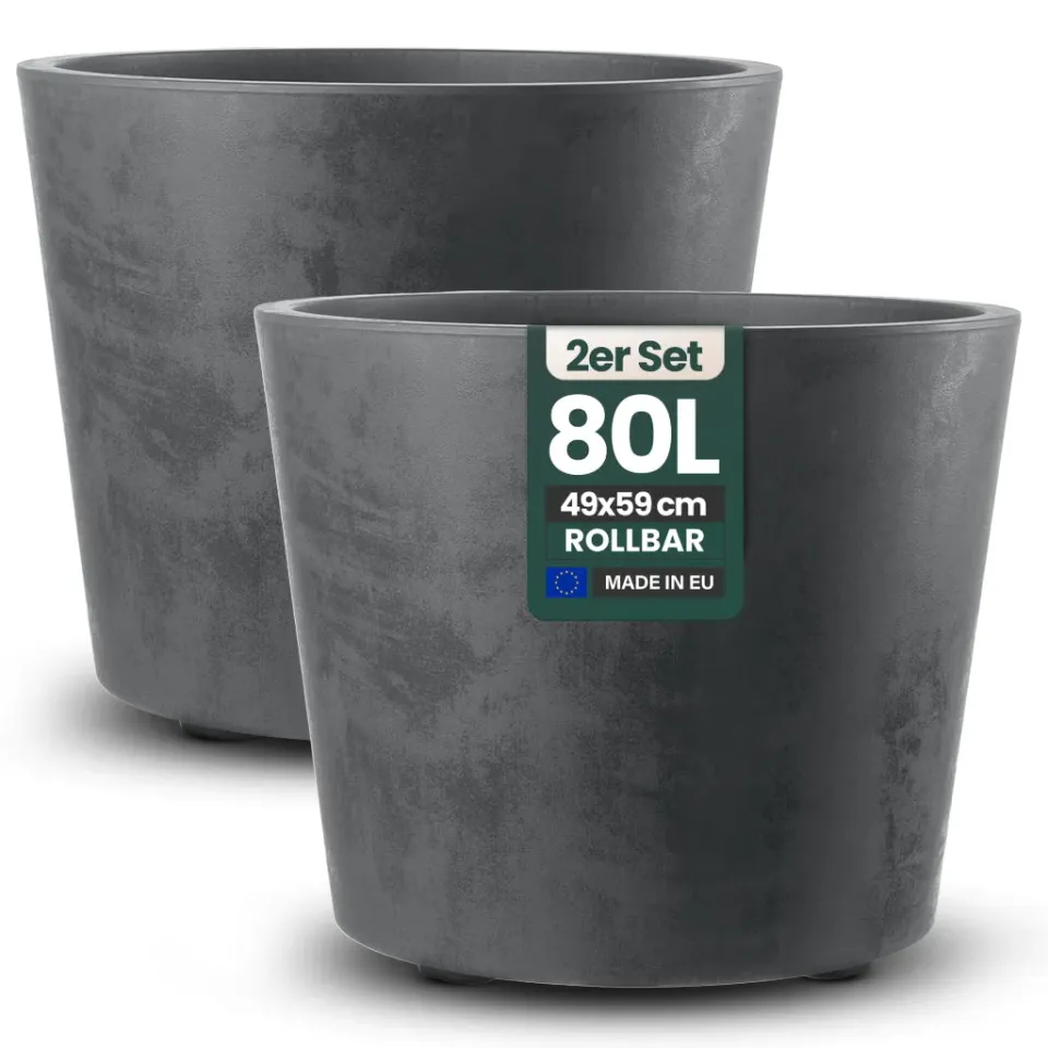 Kreher Millennium Pflanzkübel Anthrazit 80 L rund 2er Set