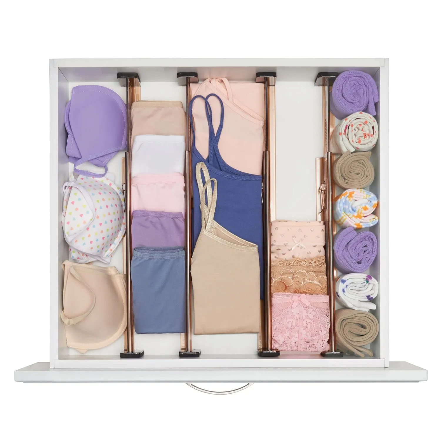 M Design Schubladenteiler Kunststoff 2er-Set beige-schwarz verstellbar