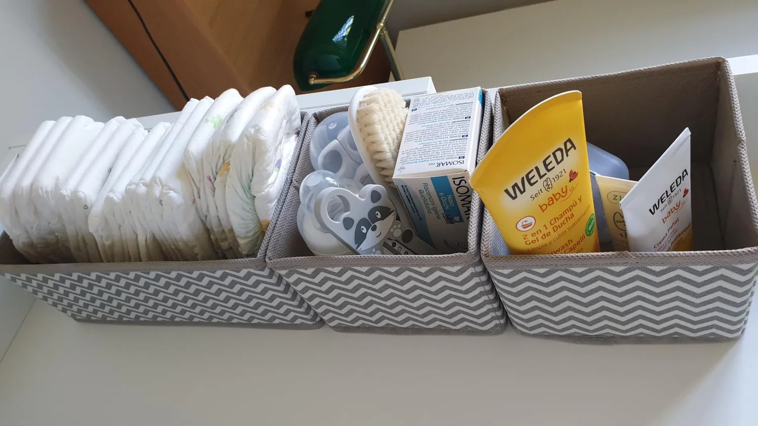 mDesign Aufbewahrungsbox Stoff 3er-Set hellgrau weiß gepunktet
