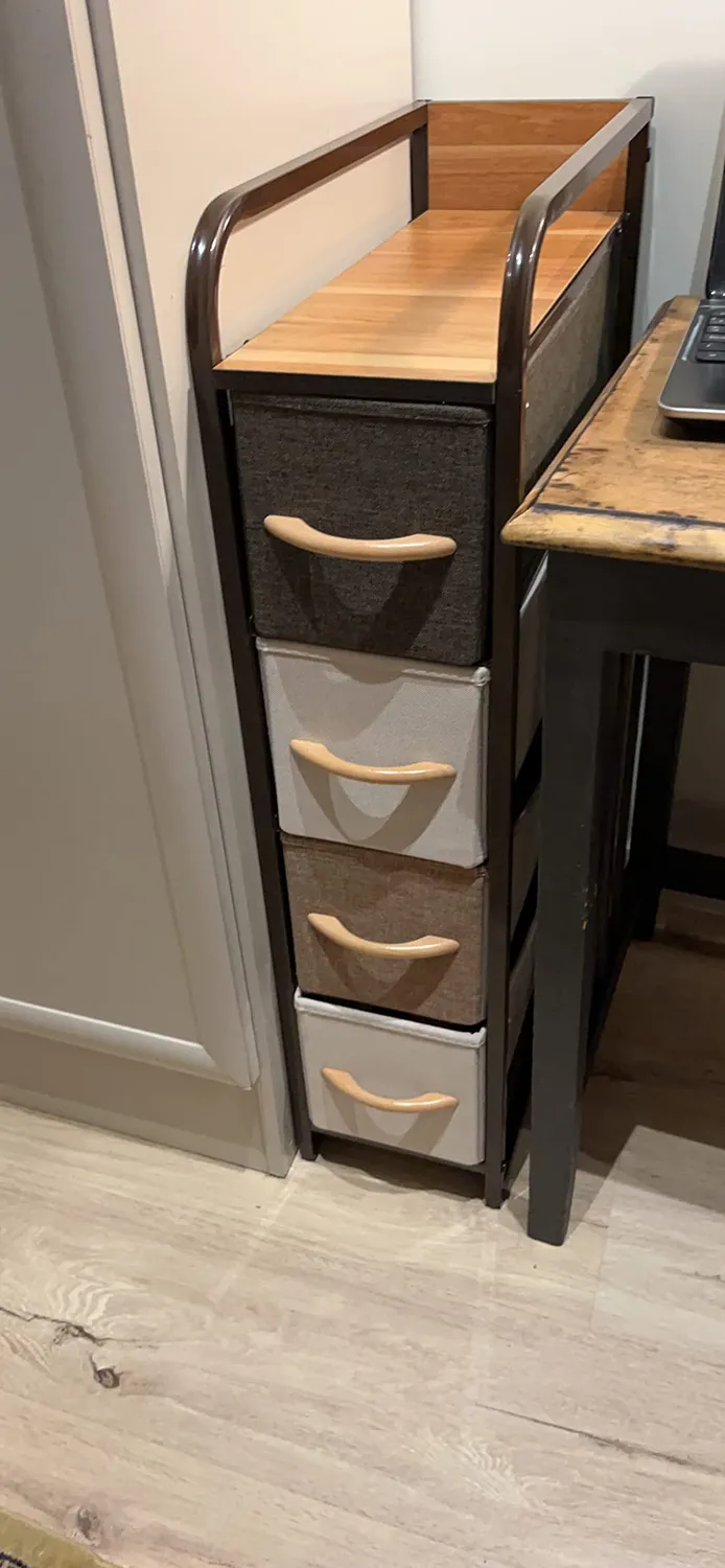 M Design Kommode 4 Schubladen Nachttisch Braun Stoff