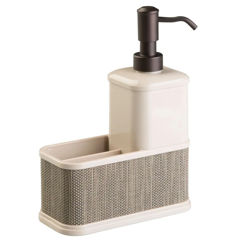 mDesign Seifenspender 532 ml Kunststoff perlmutt mit Schwammhalter
