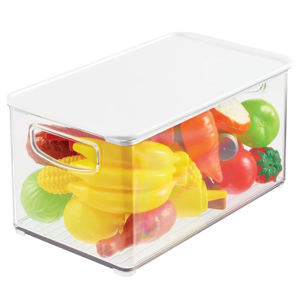 mDesign Aufbewahrungsbox 2er-Set transparent weiß mit Deckel