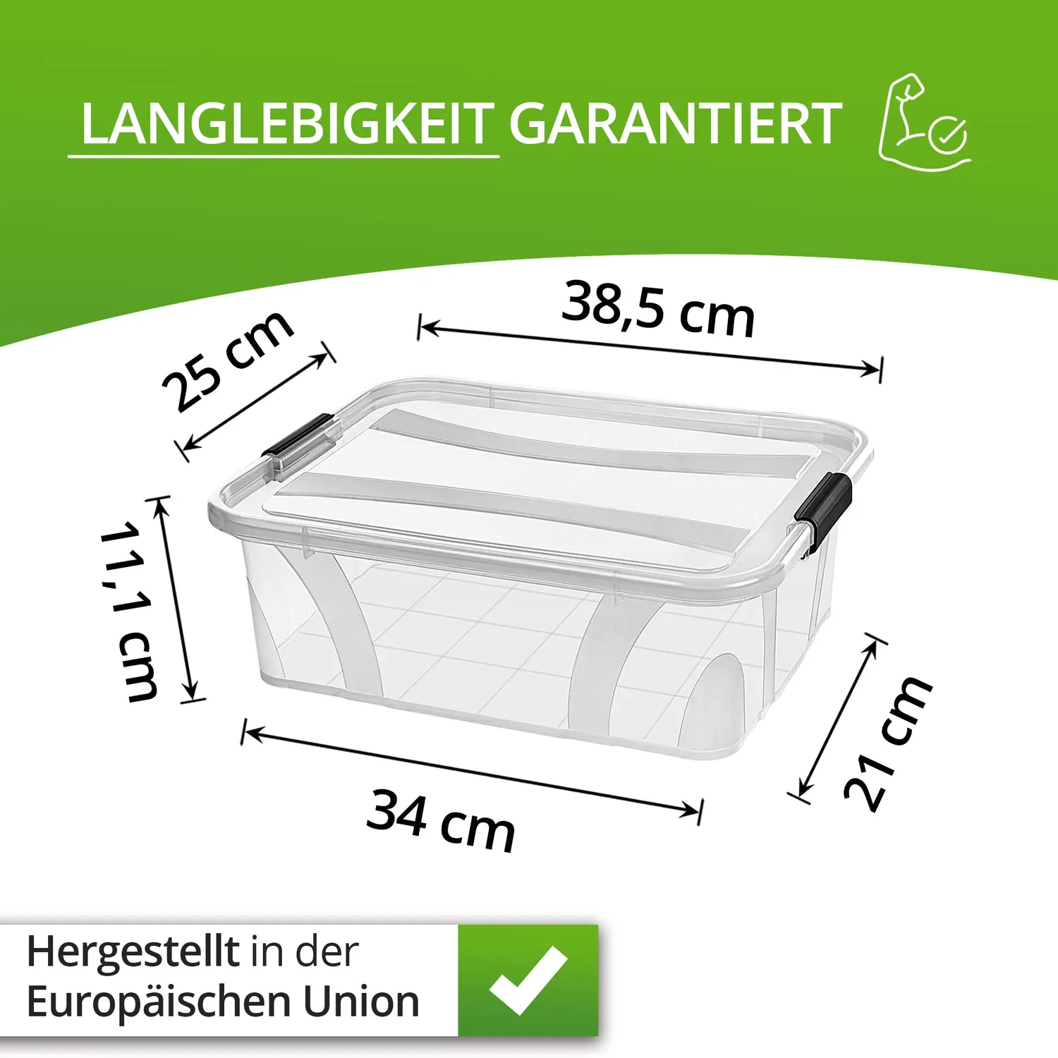 astor24 Aufbewahrungsbox 7 Liter transparent 3er-Set Deckel
