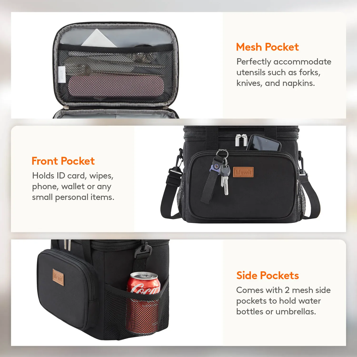 Lifewit Double Deck Kühltasche Large schwarz isoliert