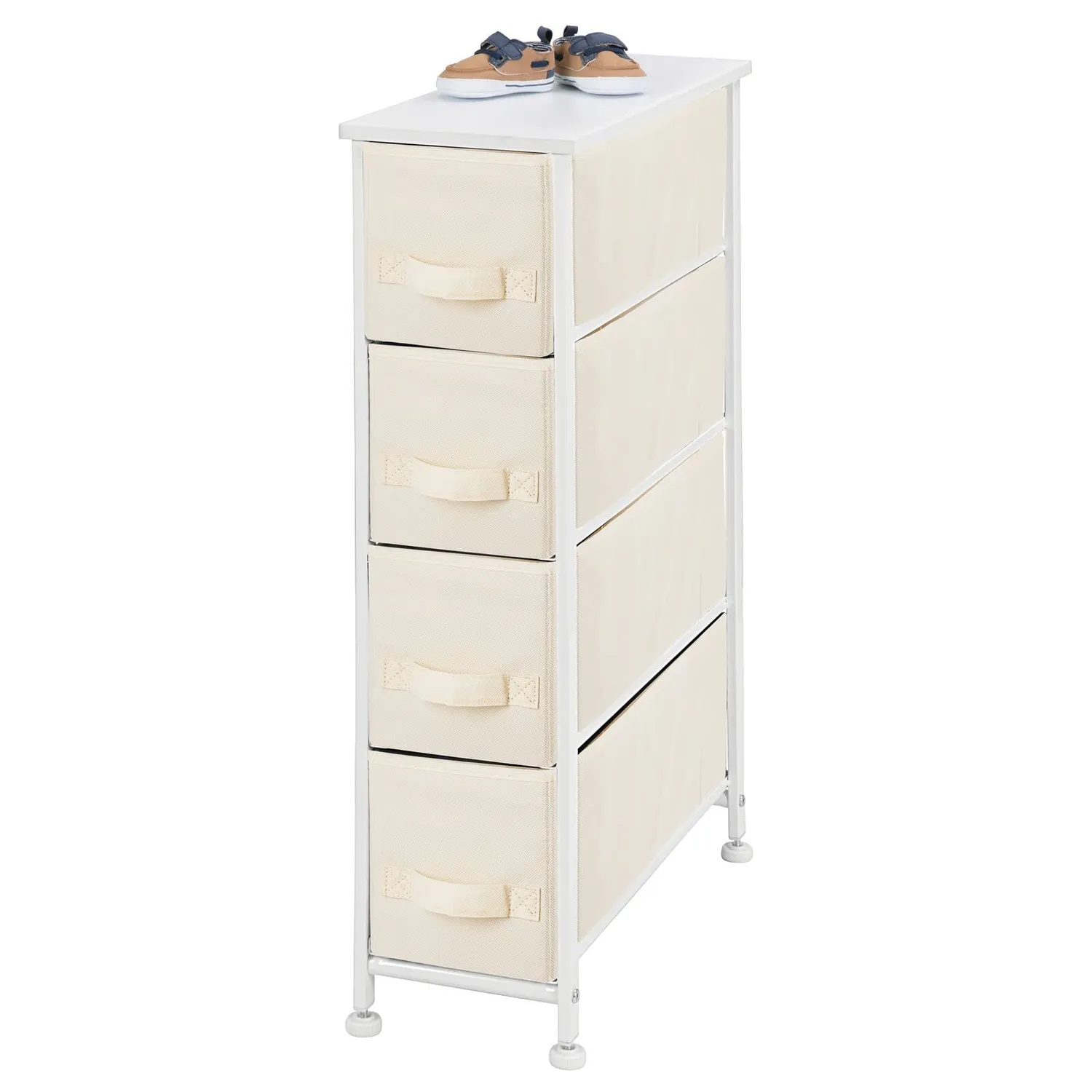 mDesign Kommode 4 Schubladen cremeweiß Stoff 48 cm
