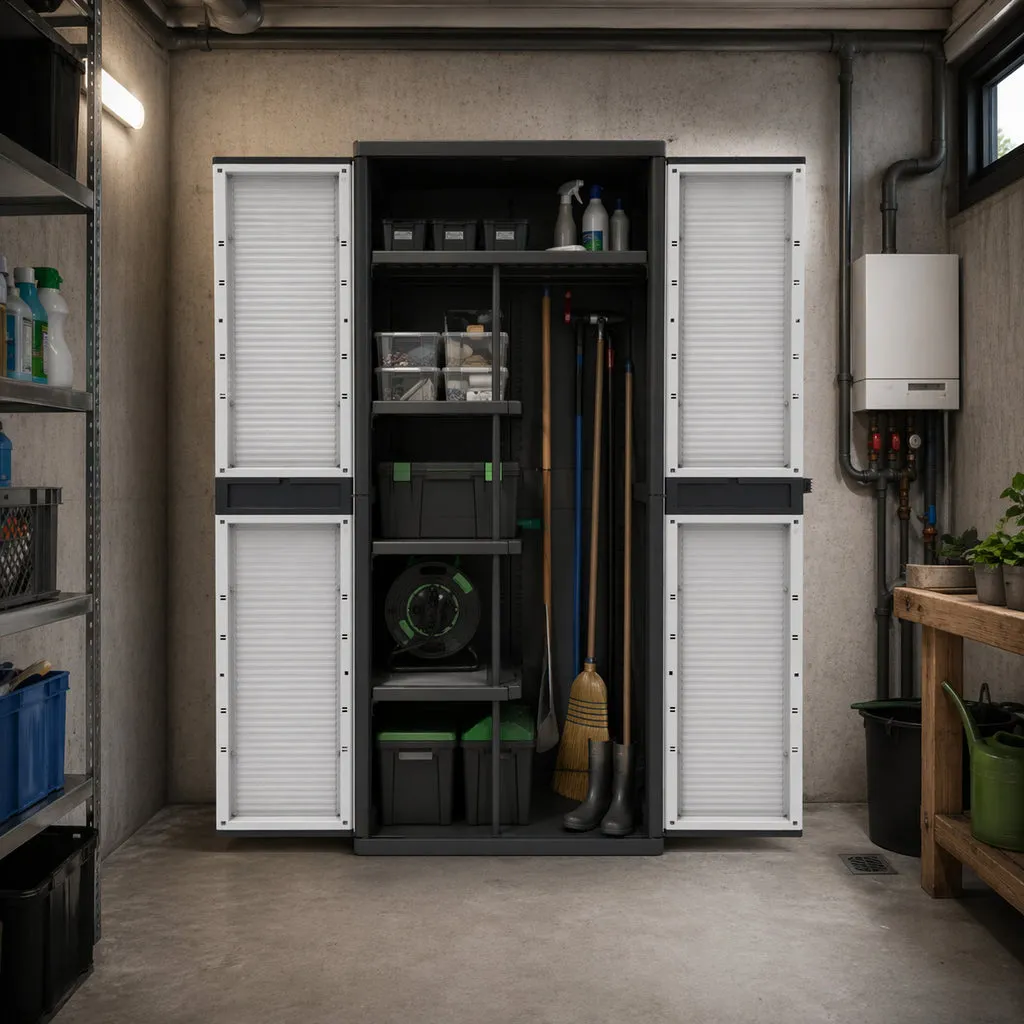 Kreher Jumbo Spindschrank Kunststoffschrank Grau-Schwarz