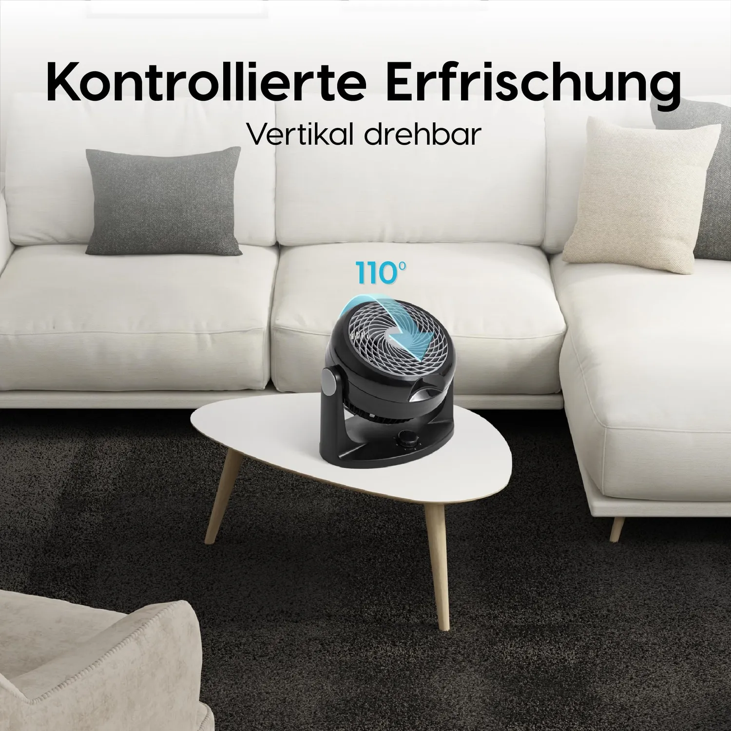 Iris Ohyama Woozoo PCF-HD18N Tischventilator Schwarz 23 m²
