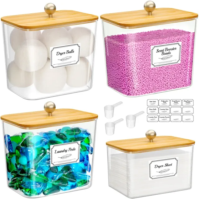 Lifewit Waschmittel Aufbewahrungsbox mit Deckel 4er Set PET