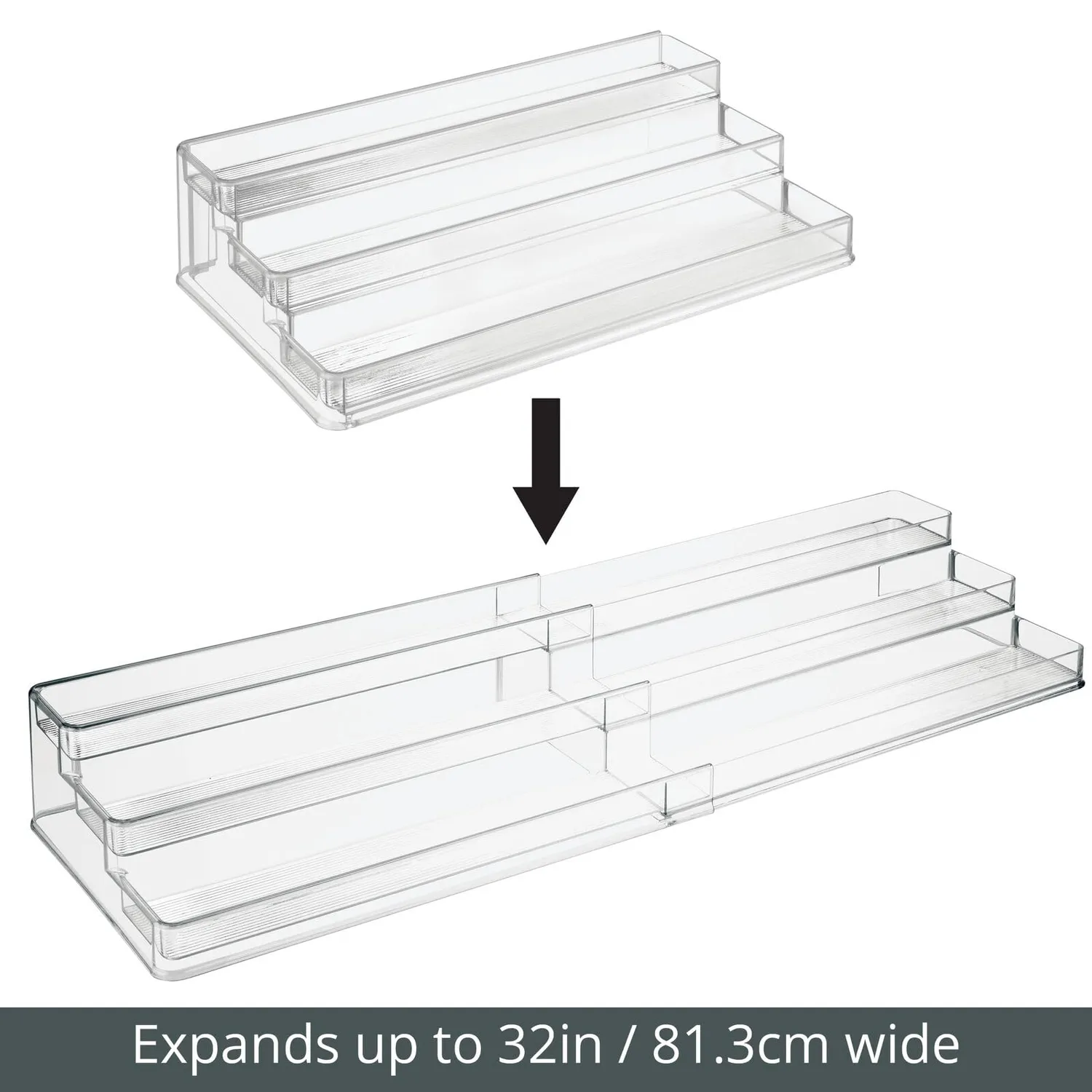 mDesign Gewürzregal 2er-Set Ausziehbar Transparent 3 Ebenen