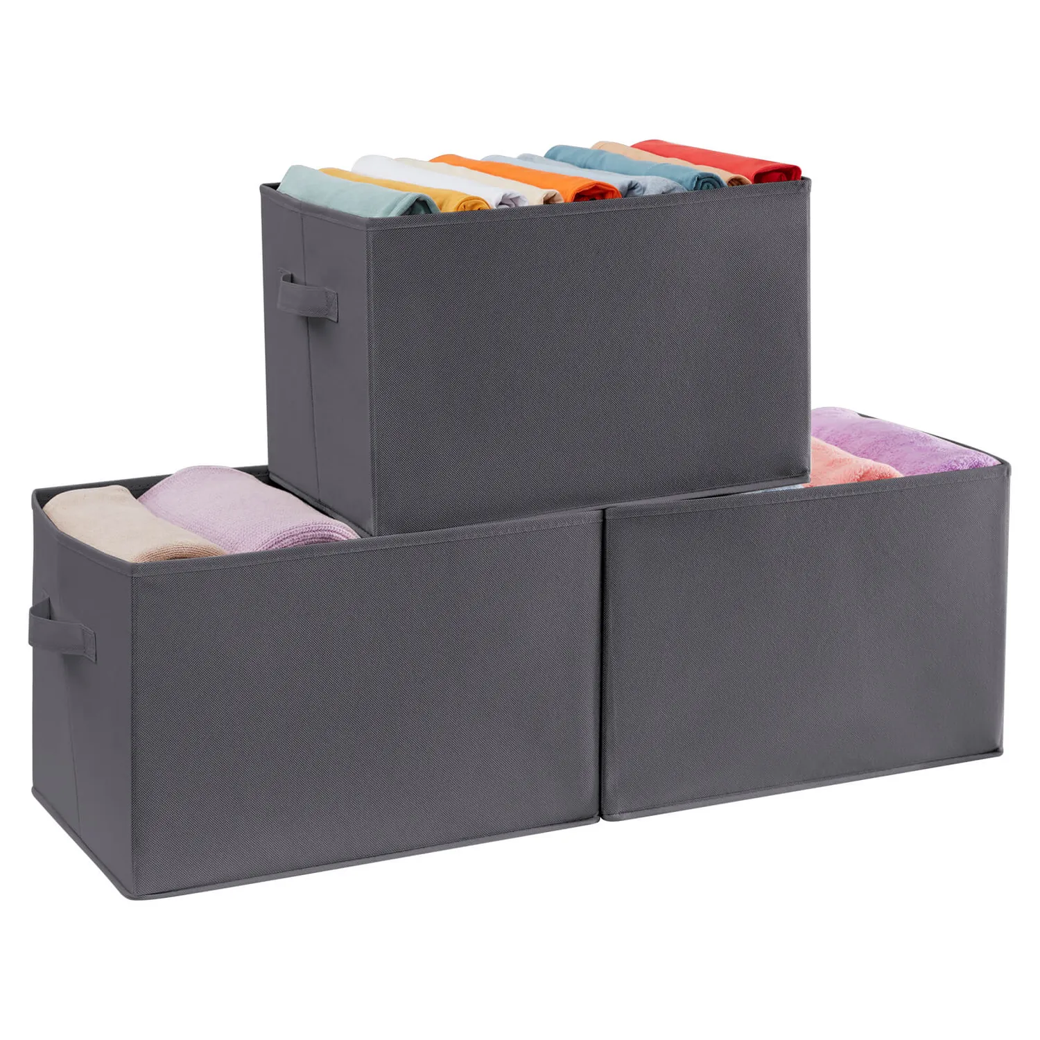 Lifewit 20L Kleiderbox Stoff 3er Pack grau mit Griffen