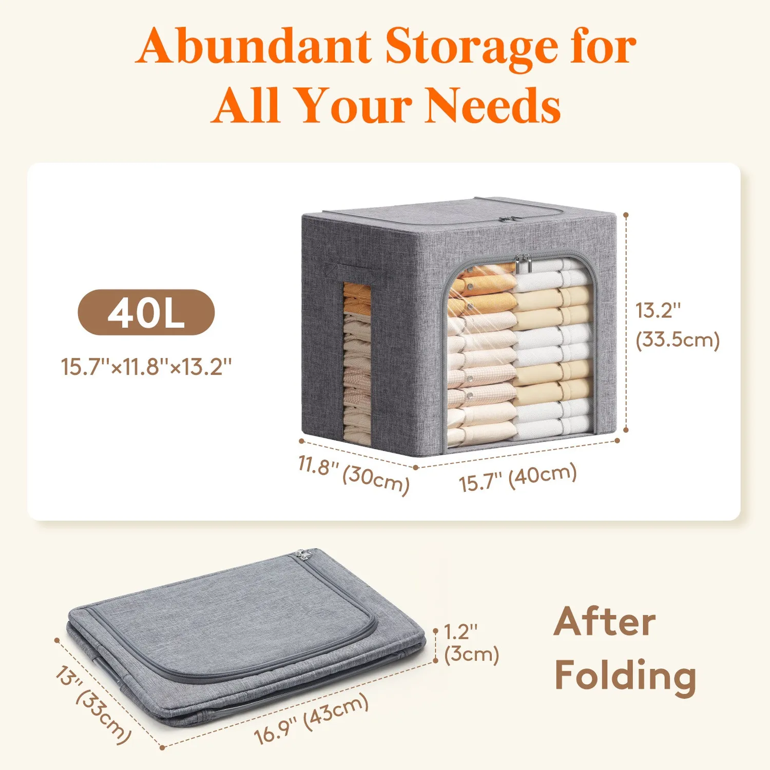 Lifewit Aufbewahrungsbox 40L 3er-Set Stoff stapelbar