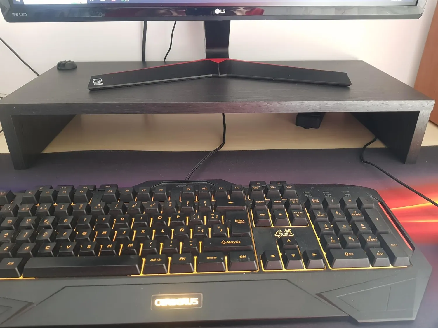 Iris Ohyama Basic MS-590B Monitorständer 27 Zoll schwarze Eiche