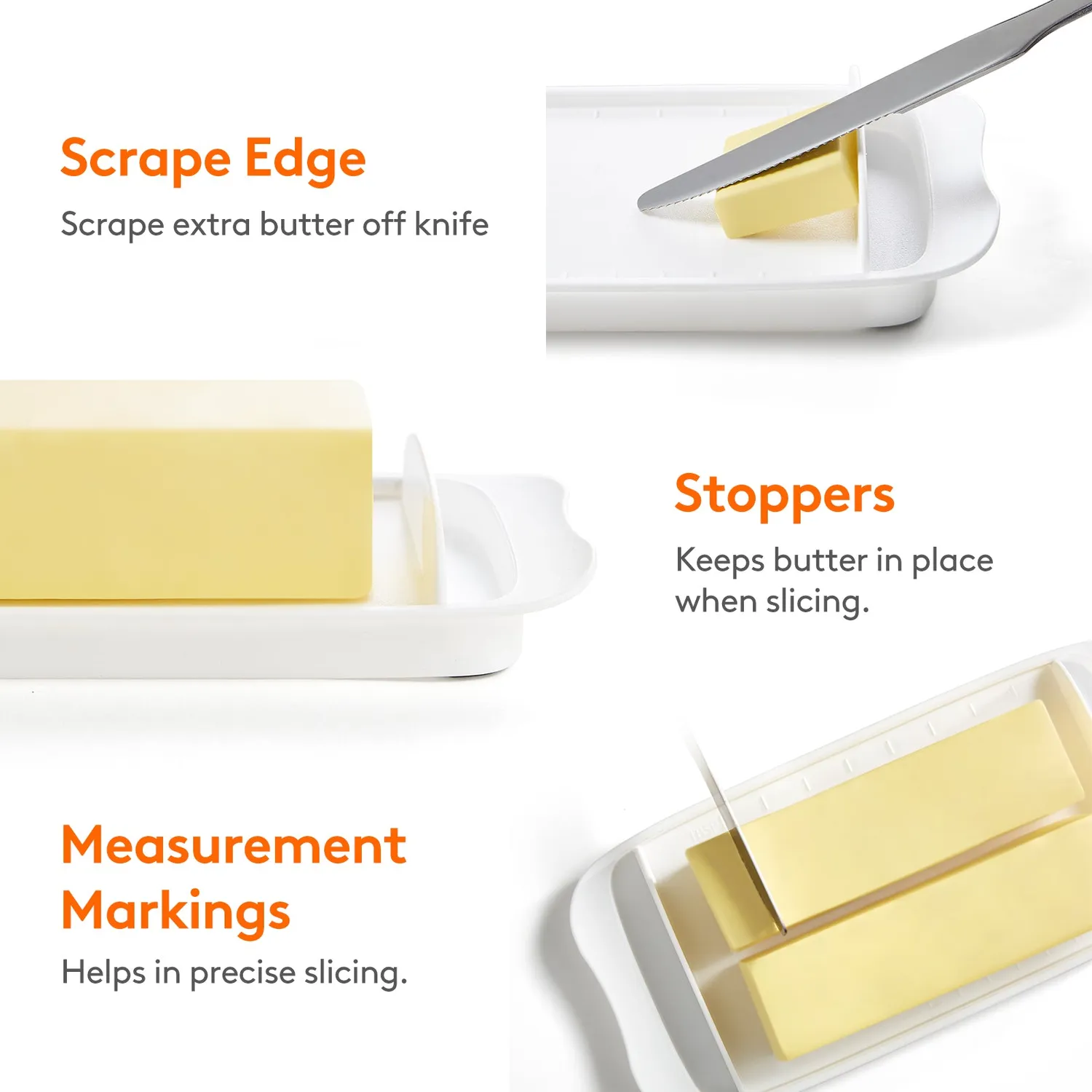 Lifewit Butterdose mit Deckel Transparent Maßskala