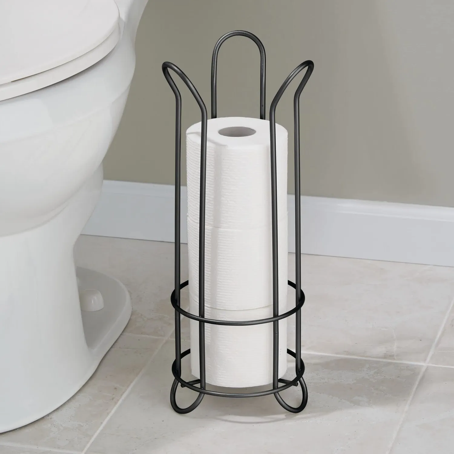 mDesign Toilettenpapierhalter freistehend schwarz 3 Rollen