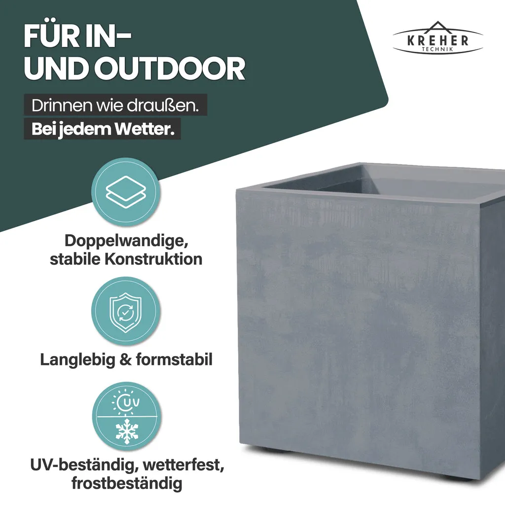 Kreher Millennium Pflanzkübel 80 Liter eckig 2er Set Grau