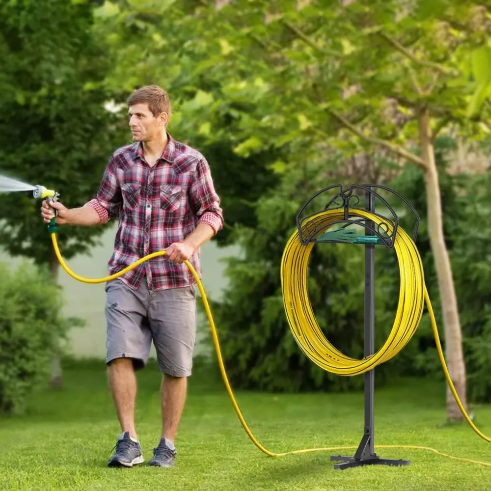 BOMCLAP Gartenschlauchhalter freistehend Metall schwarz Ablage