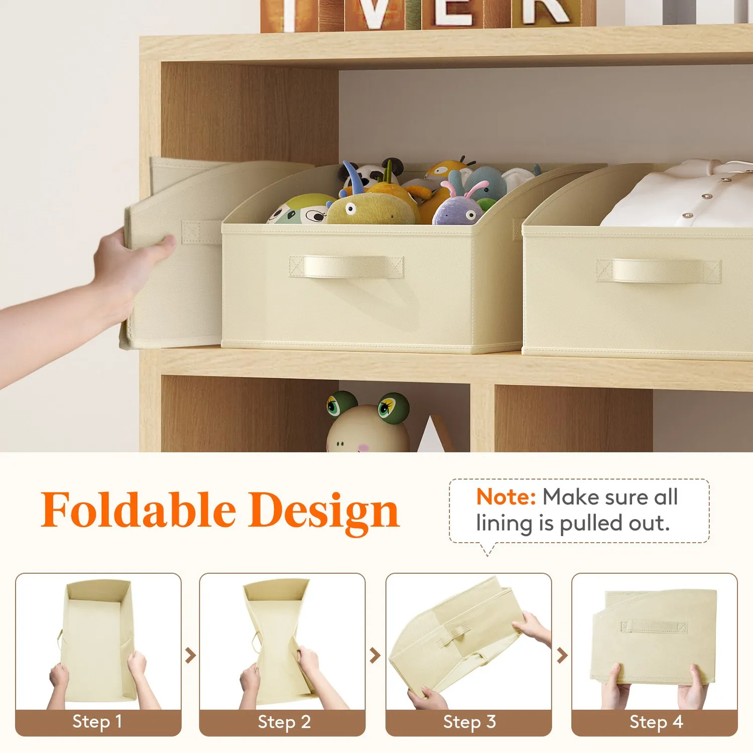 Lifewit Trapez Aufbewahrungskorb 33x33x20 cm Beige