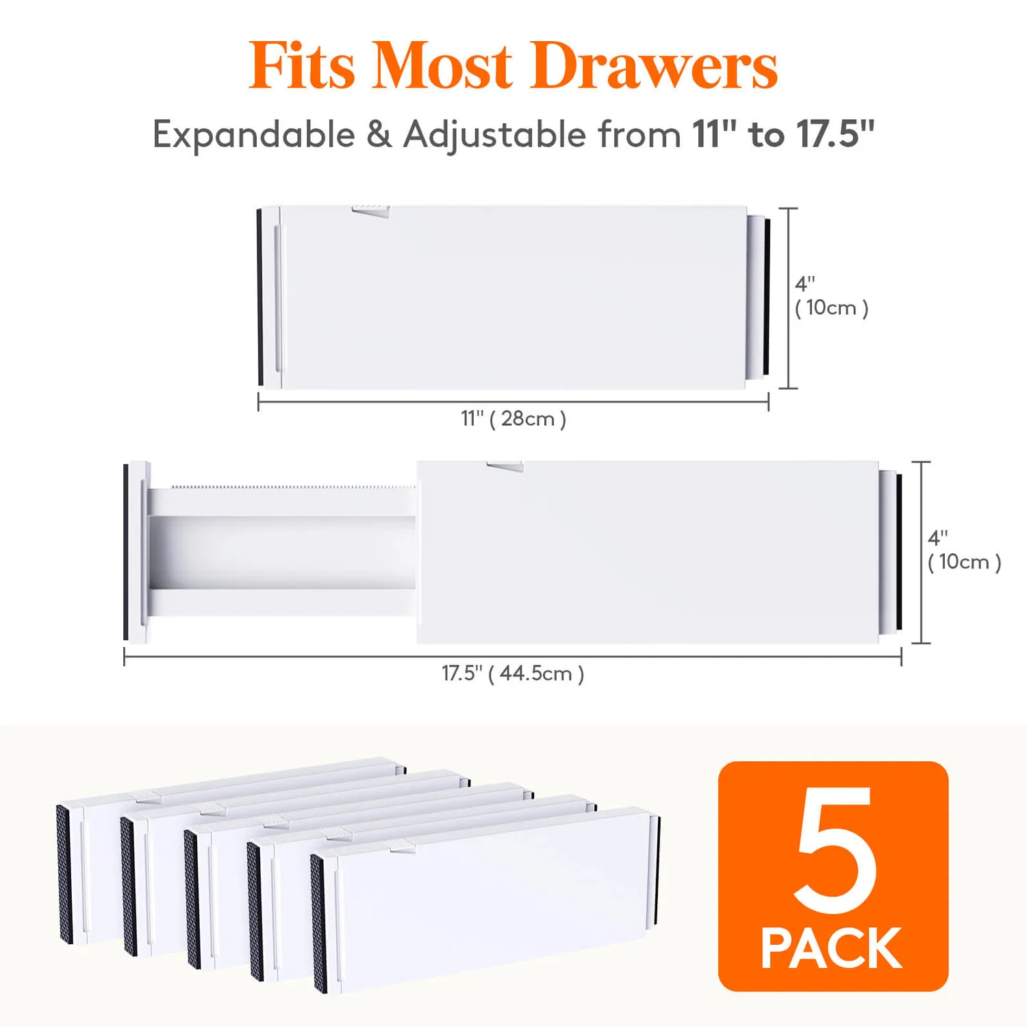 Lifewit Schubladenteiler 11-17 Zoll Organizer 5er Weiß verstellbar
