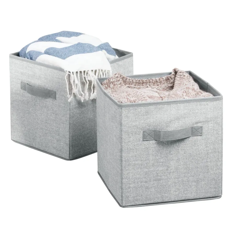 mDesign 2er-Set Stoffbox grau groß mit Griffen