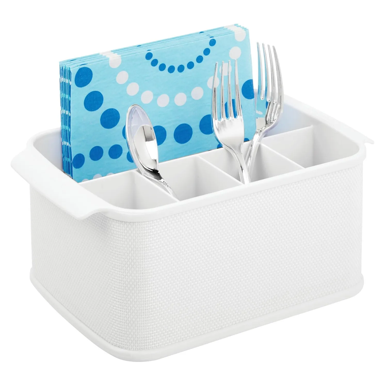 mDesign Besteckhalter mit Griffen Besteckkorb Weiß 5 Fächer