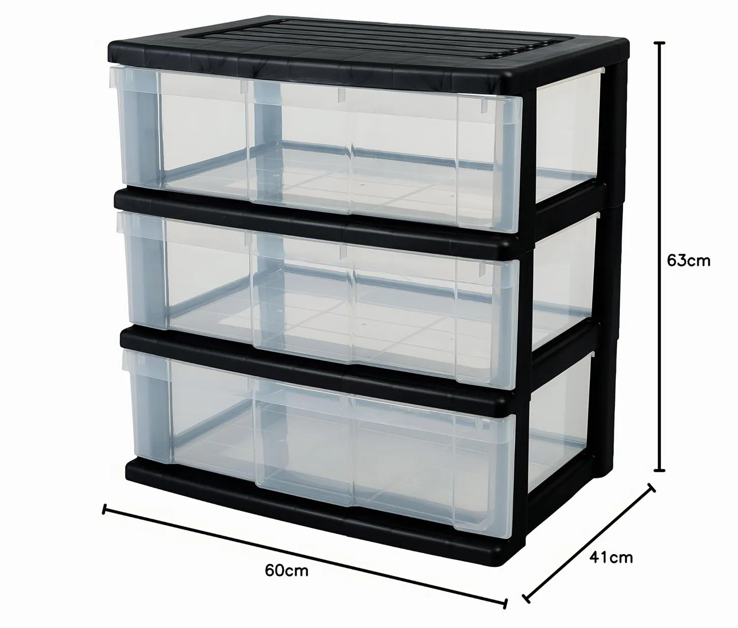 Iris Ohyama Turm WC-N603 Rollcontainer 3 Schubladen schwarz 34L