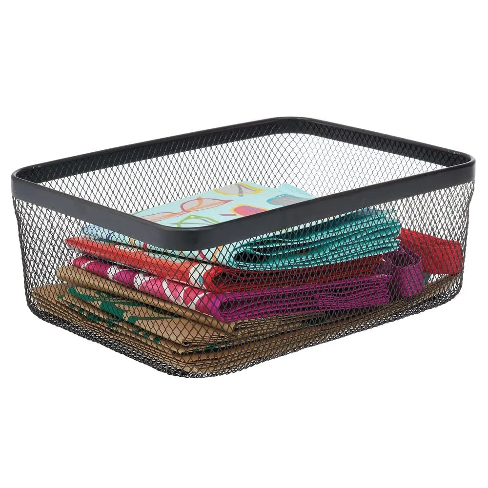mDesign Drahtkorb 4er-Set Schwarz Metall 40,6 cm Aufbewahrung