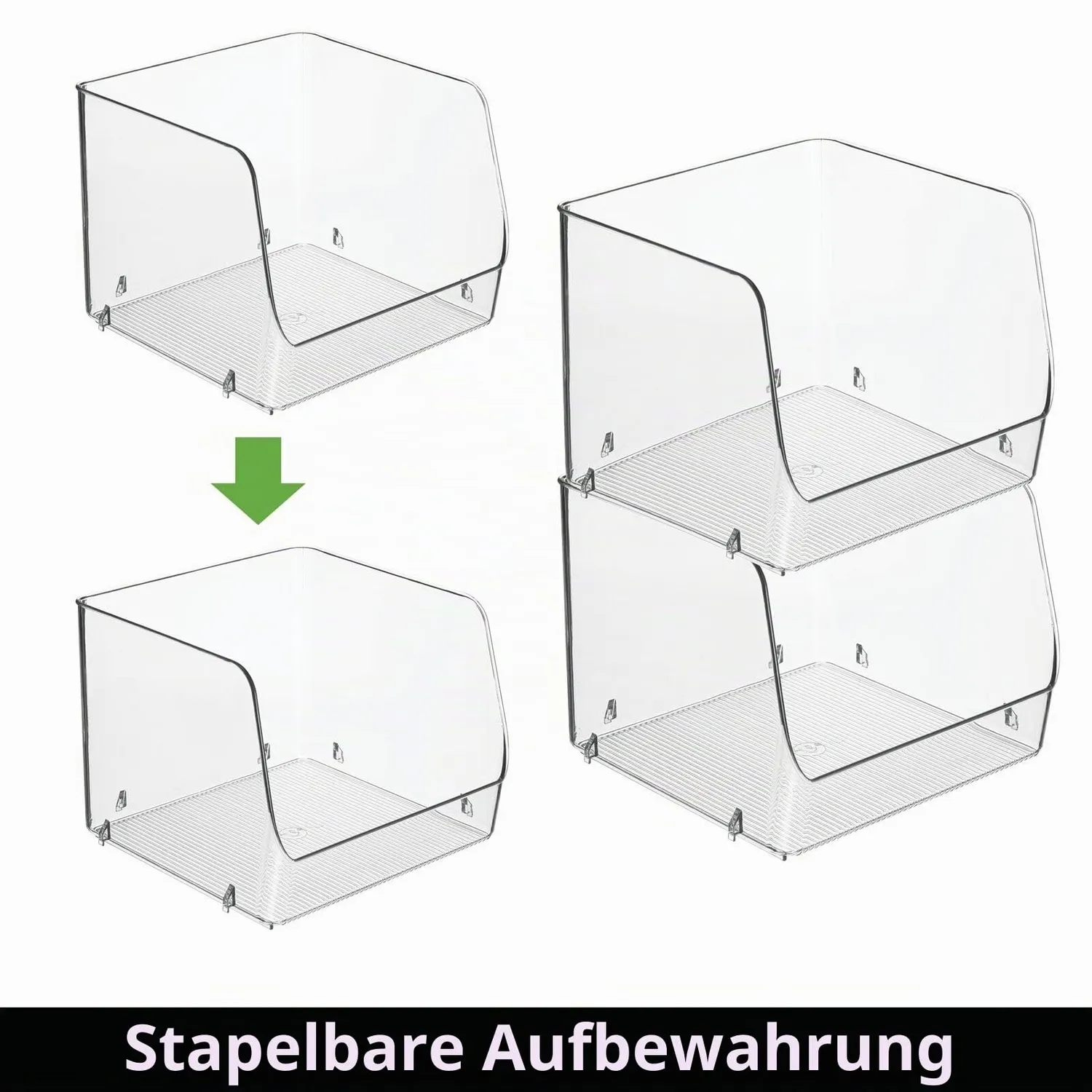 mDesign 03093 Stapelbox 8er Set transparent 19,7 cm stapelbar