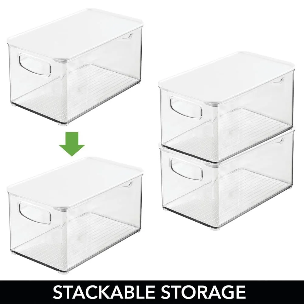 mDesign Aufbewahrungsbox 2er-Set transparent weiß mit Deckel