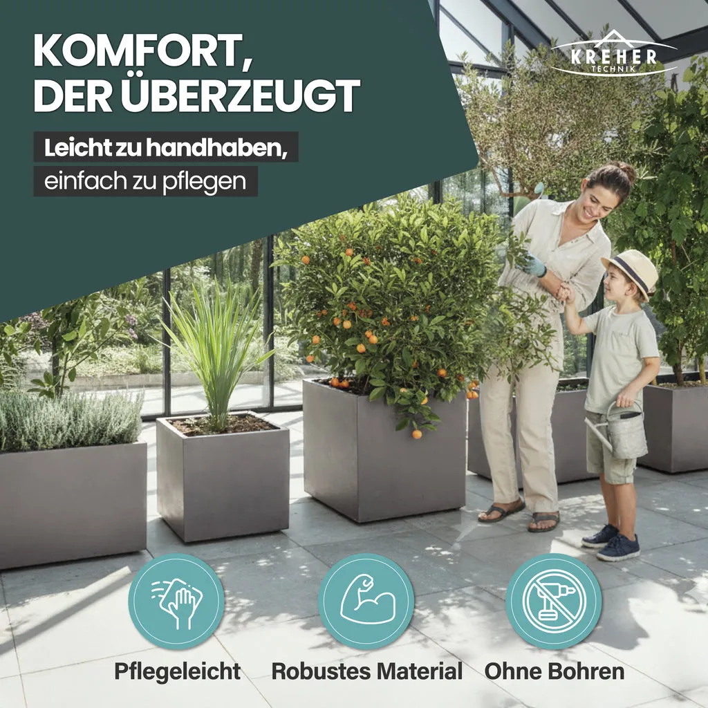 Kreher Millennium Pflanzkübel 40 Liter eckig Sandbraun