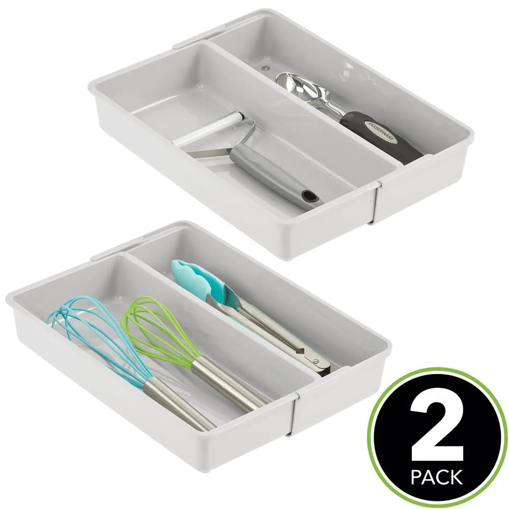 mDesign Schubladen Organizer 2er-Set hellgrau verstellbar