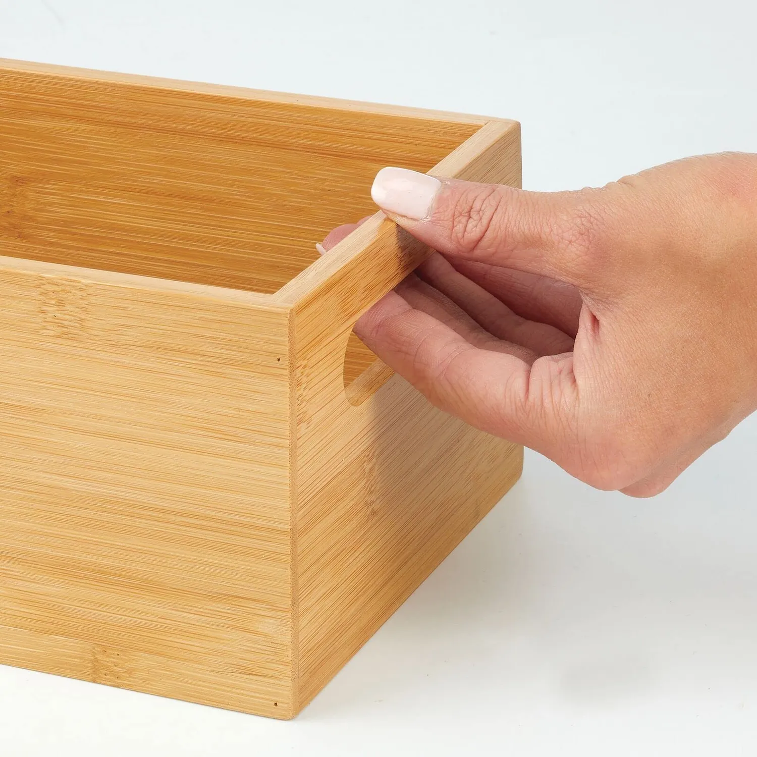 mDesign Bambus Aufbewahrungsbox 4er-Set naturfarben mit Griff