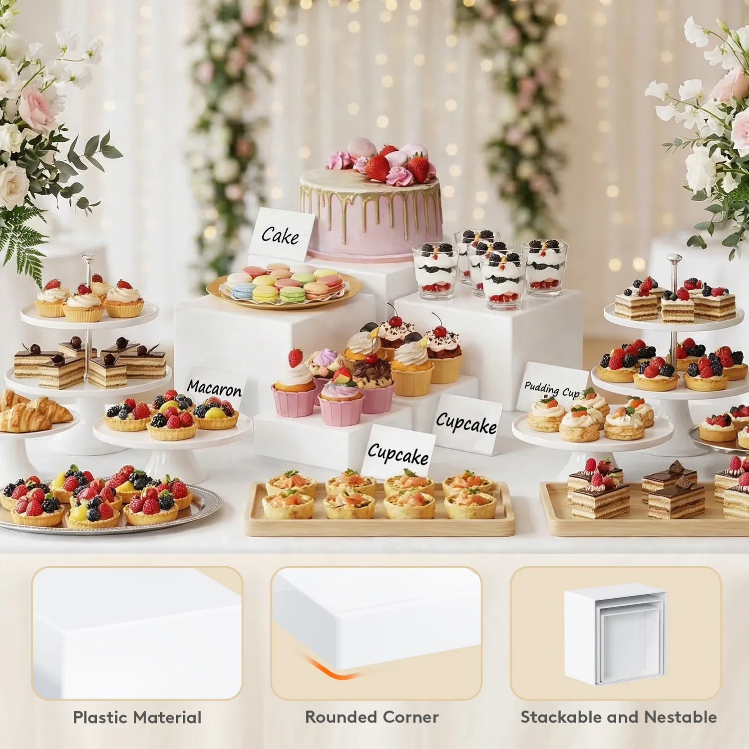 Lifewit Buffet Ständer Etagere 5er Set weiß für Kuchen