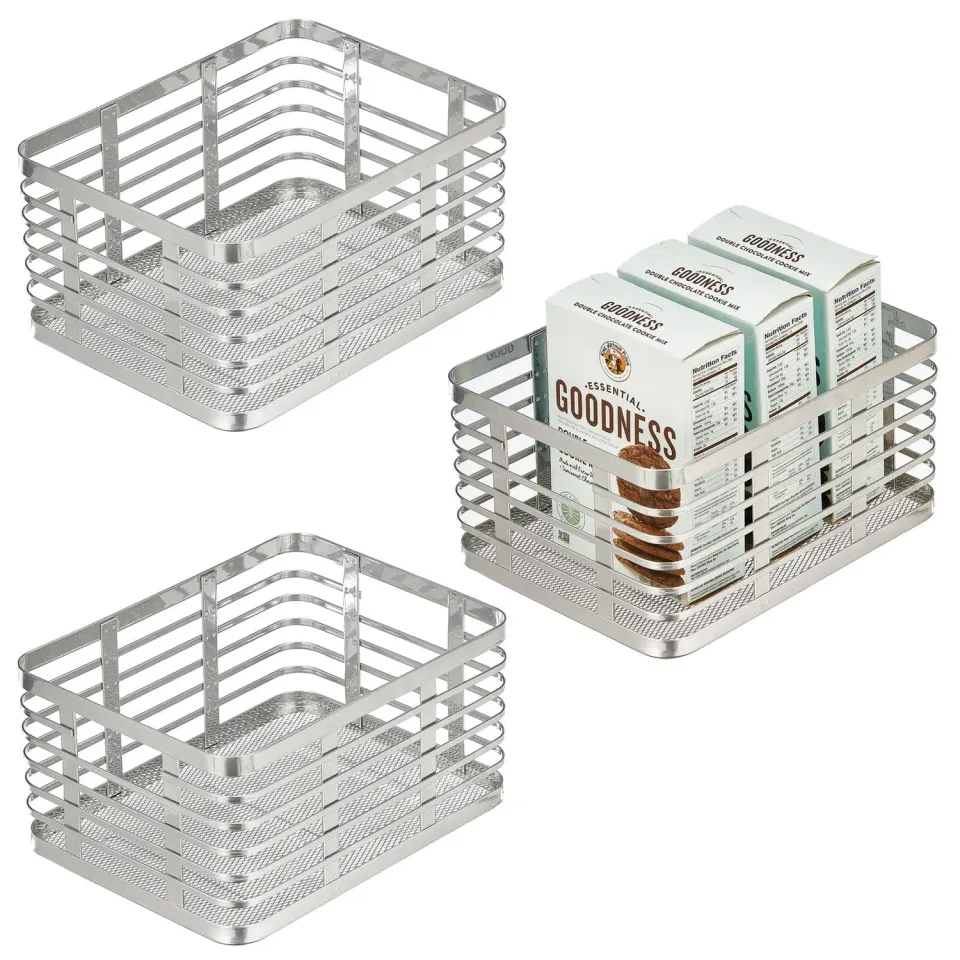 mDesign Allzweckkorb Drahtkorb silber 3er-Set