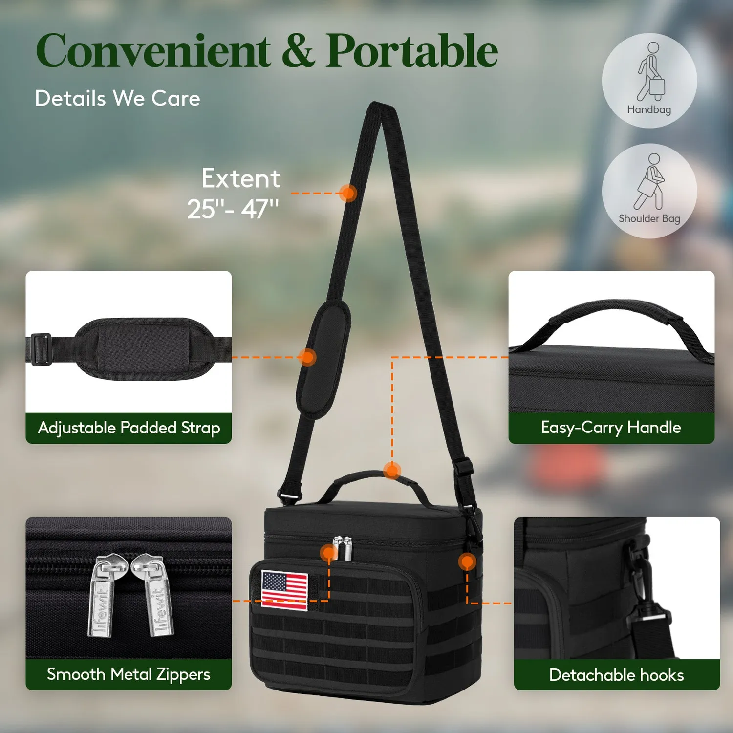 Lifewit Tactical Kühltasche 13L Schwarz auslaufsicher