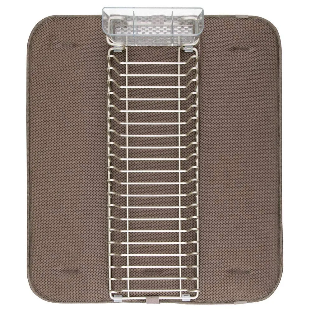mDesign Abtropfgestell Metall Geschirrablage mit Matte mokka