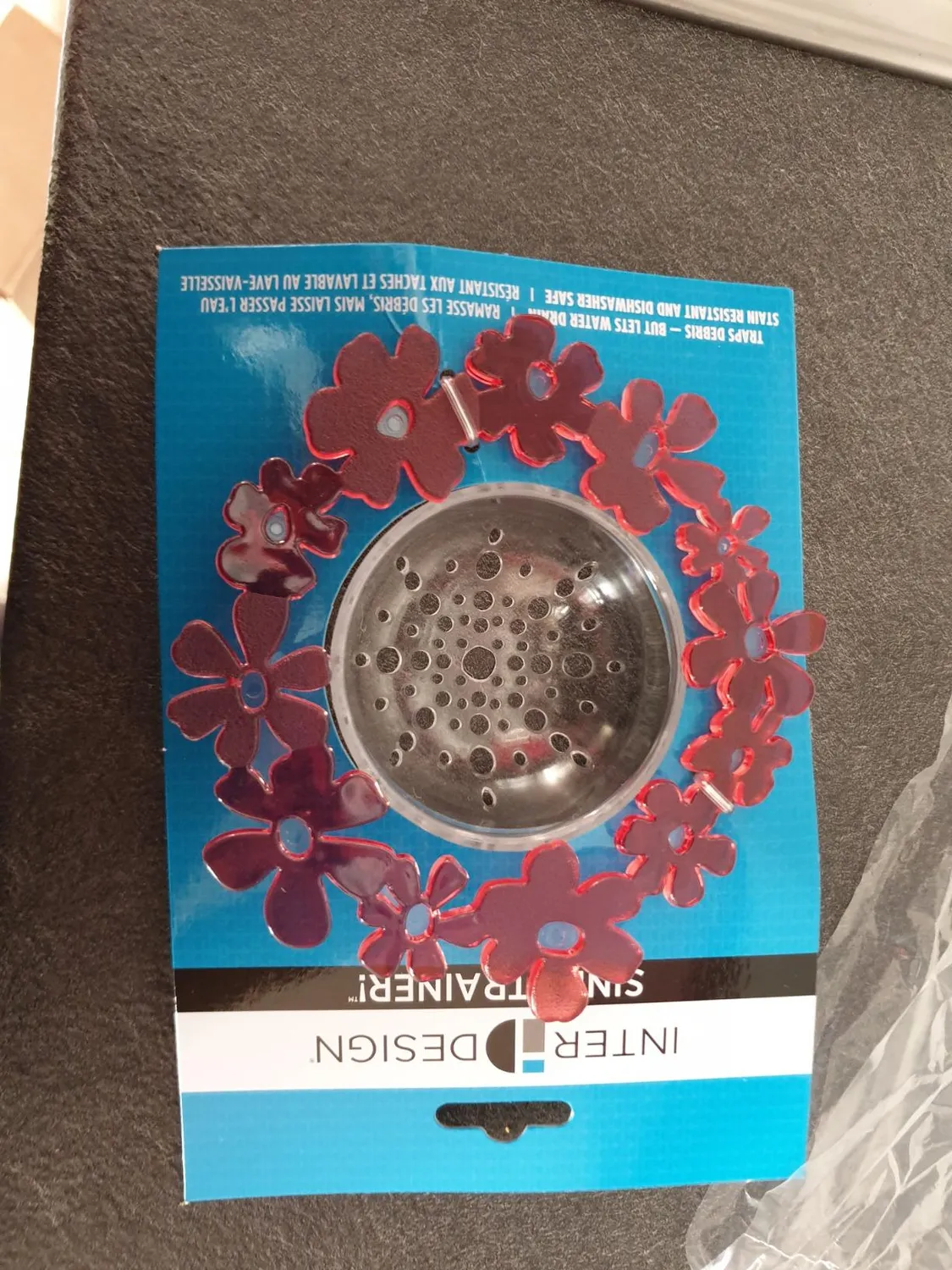 mDesign Spülbecken Set Rot 3er Floral für Doppelspüle