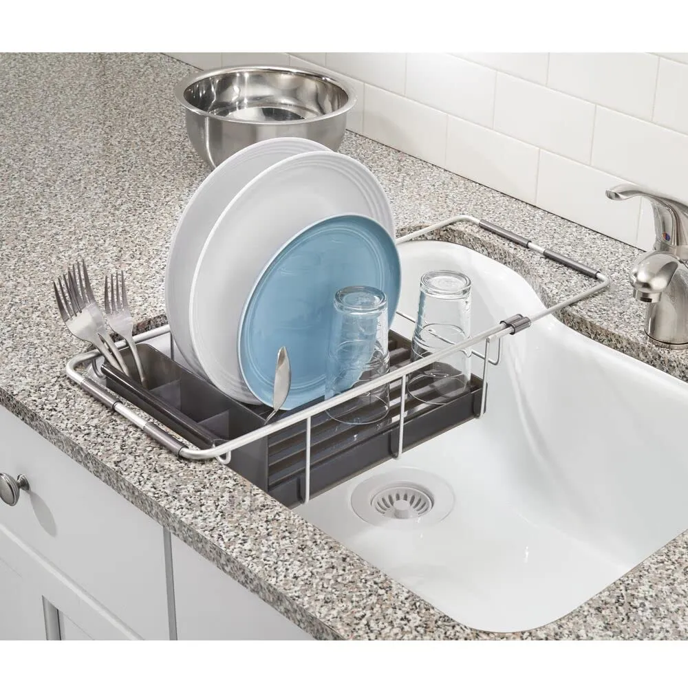 mDesign Abtropfgestell Aluminium smoke-silber Besteckkasten