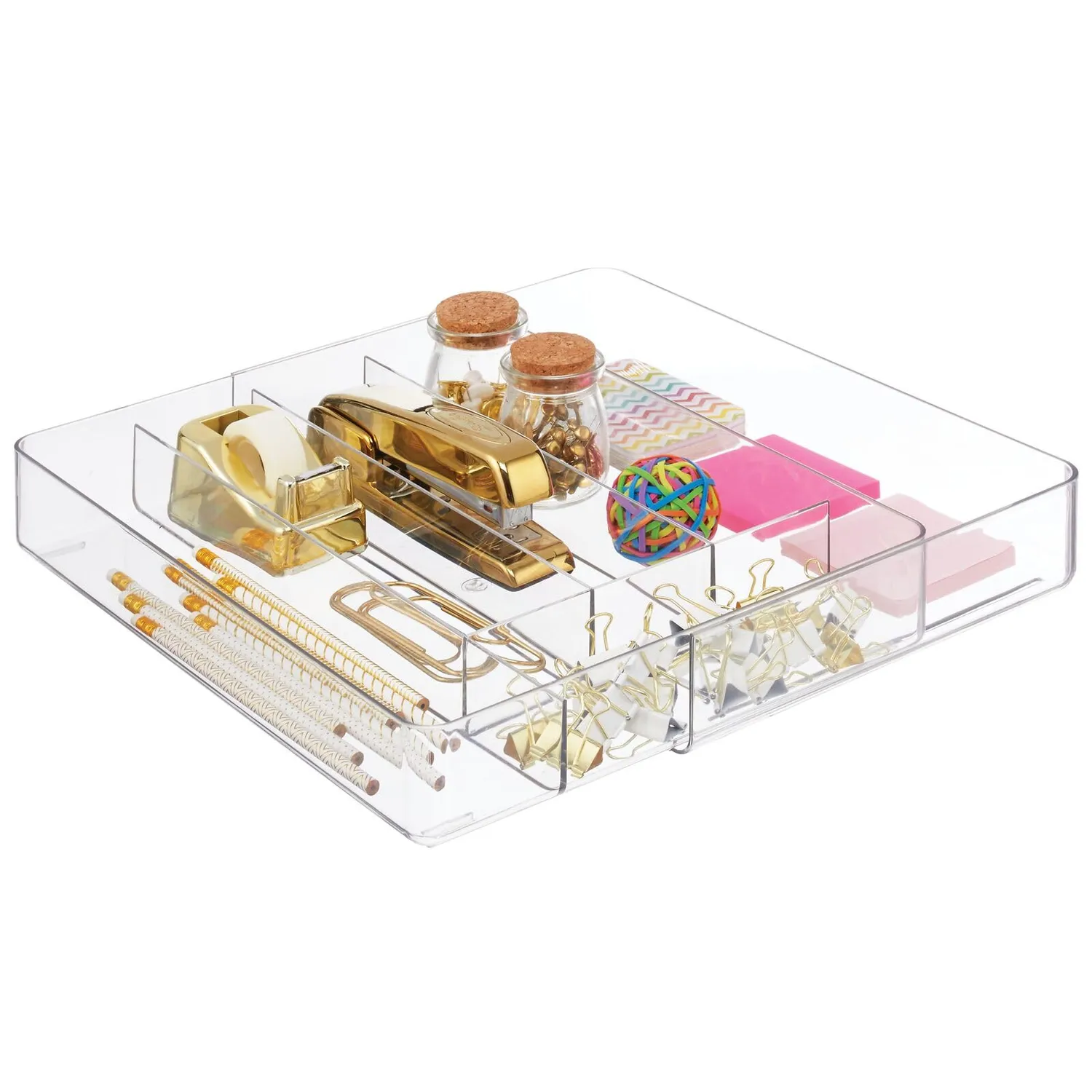 mDesign Schubladenbox Besteckkasten 6 Fächer transparent