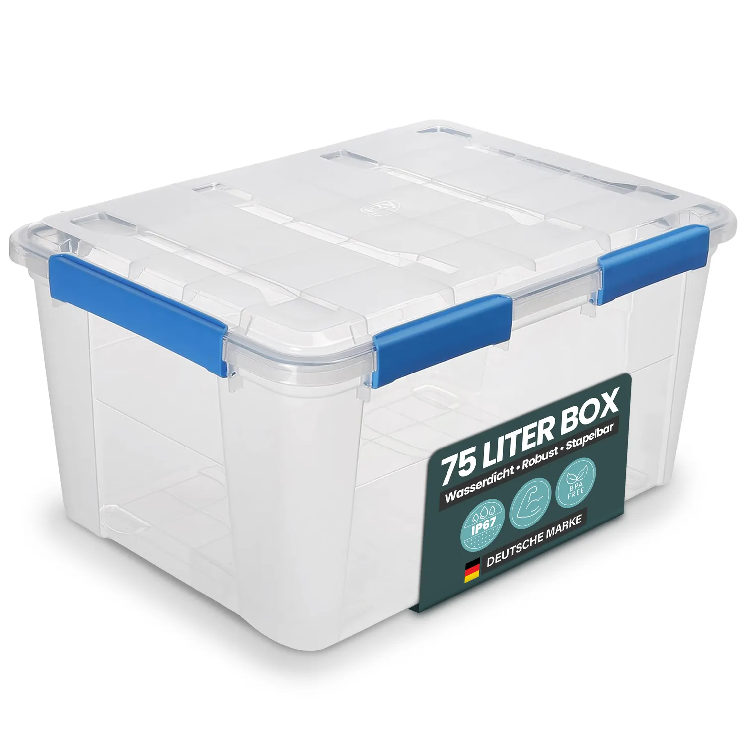 Kreher Aufbewahrungsbox IP67 50 Liter transparent Deckel