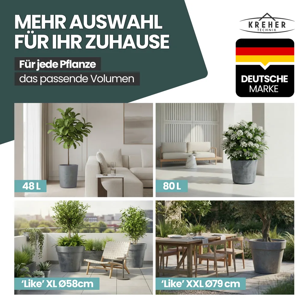 Kreher Like Ø79x69 cm Pflanzkübel Anthrazit 2er-Set rollbar