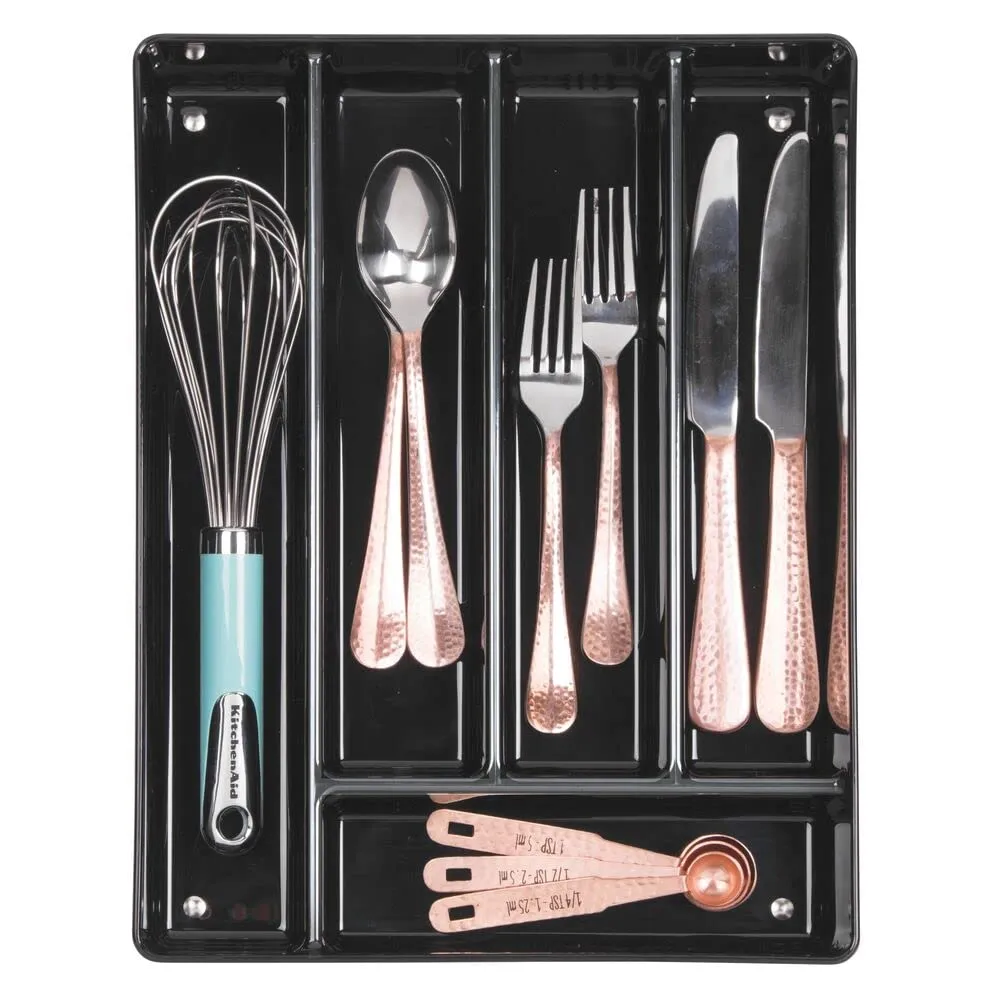 mDesign Besteckeinsatz Schwarz 2er-Set 5 Fächer rutschfest