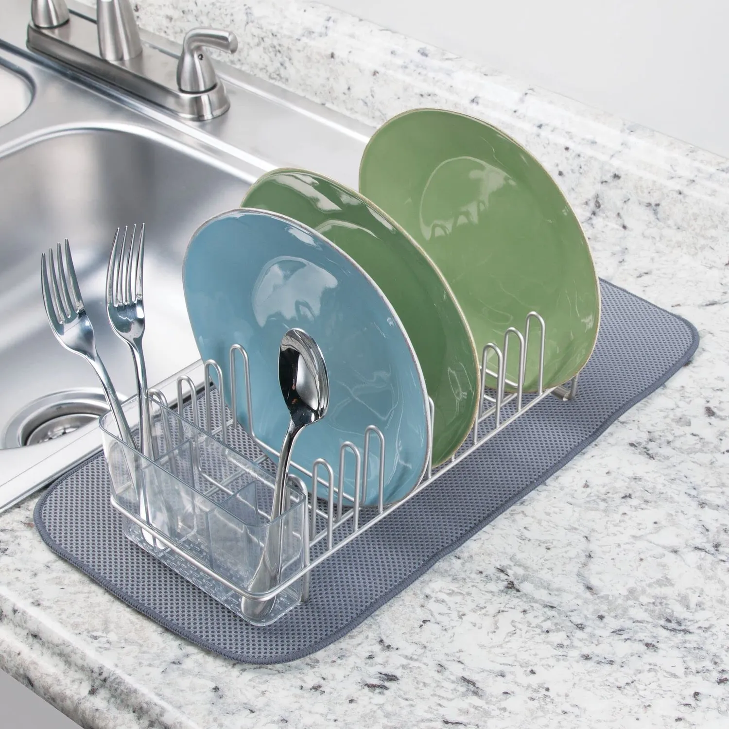 mDesign 379MDKEU Abtropfgestell Stahl silber mit Matte