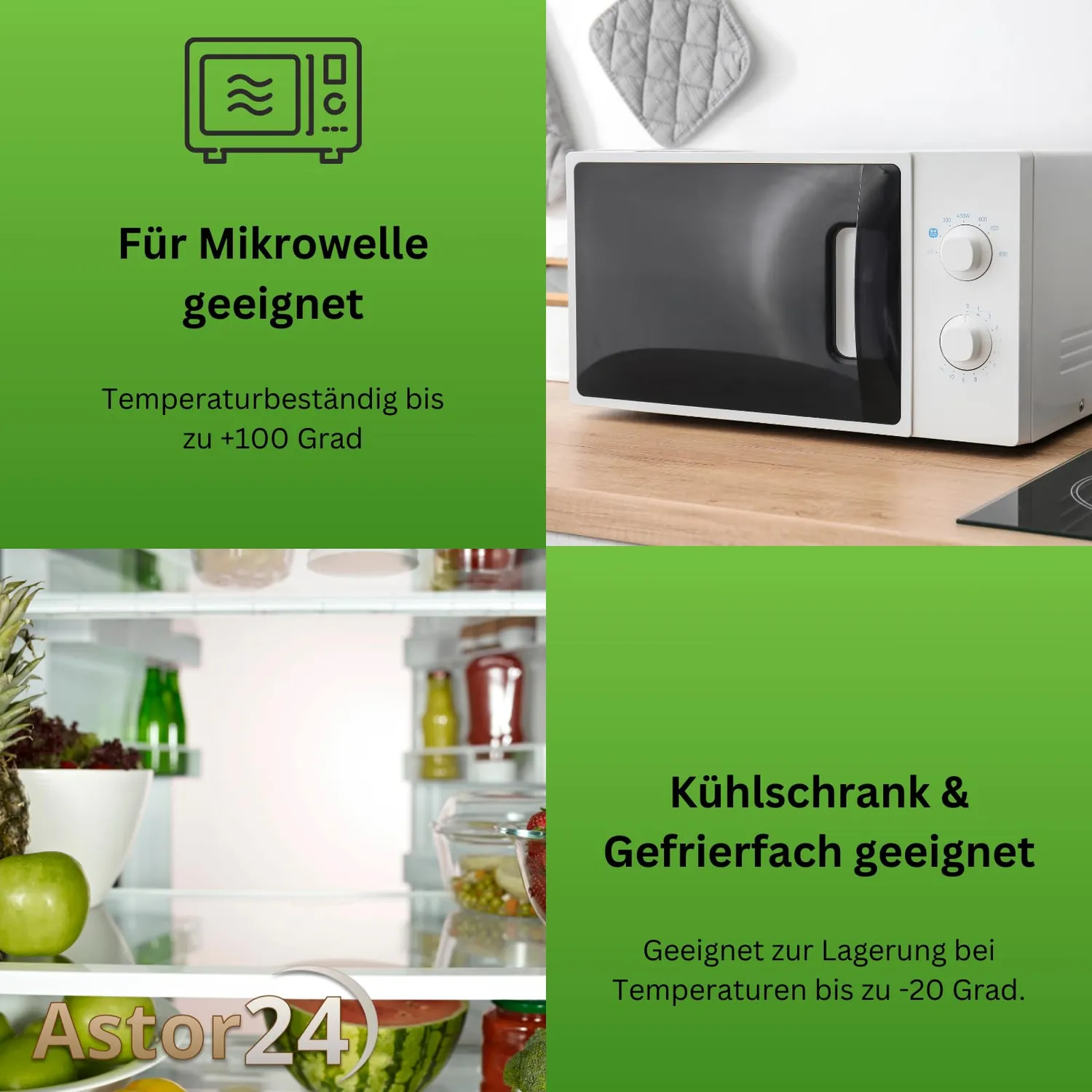 astor24 Mikrowellengeschirr 3er Set rund 2L BPA-frei