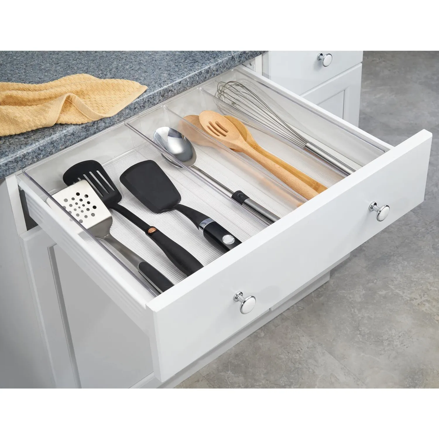 M Design Besteckeinsatz verstellbar Schubladenbox 4er-Set durchsichtig