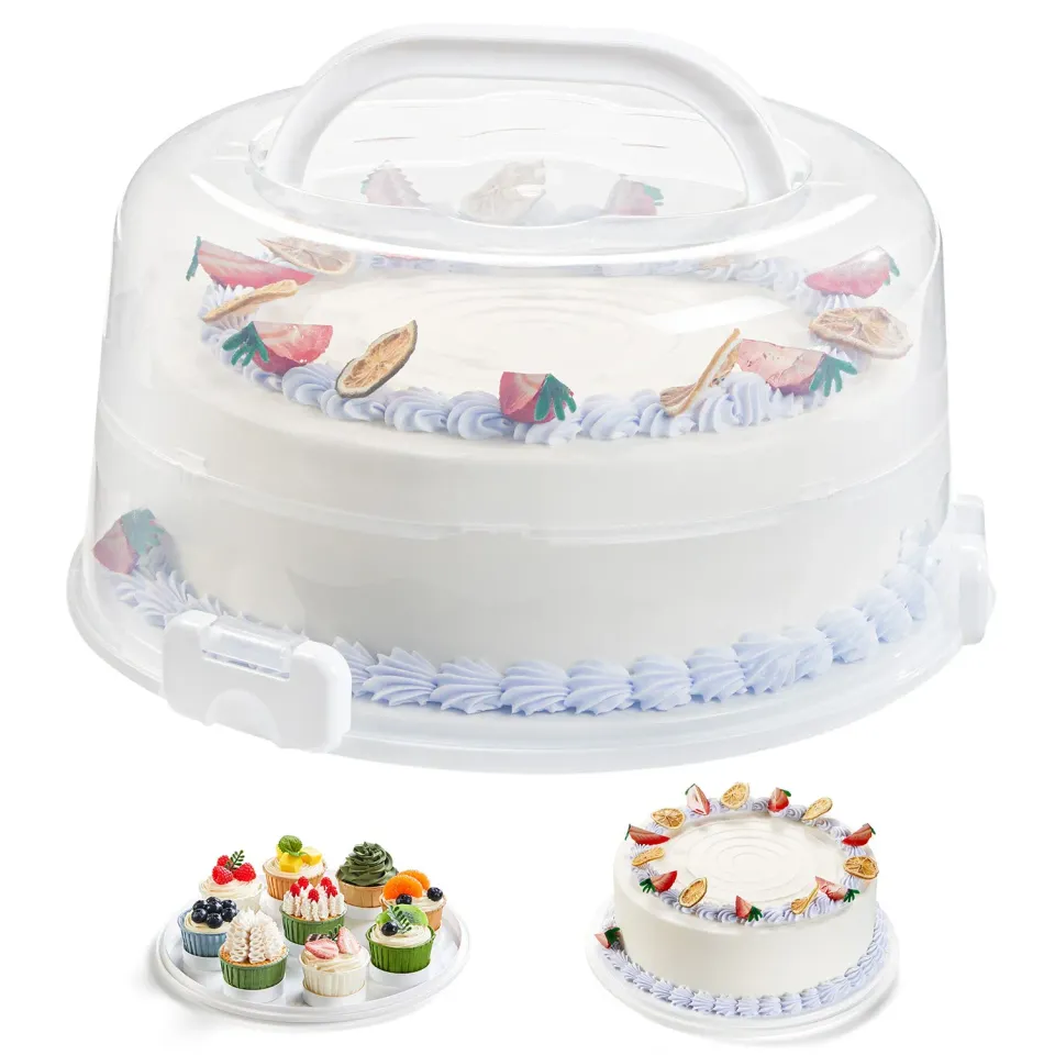 Lifewit Tortentransportbox mit Deckel Weiß für 25 cm Kuchen