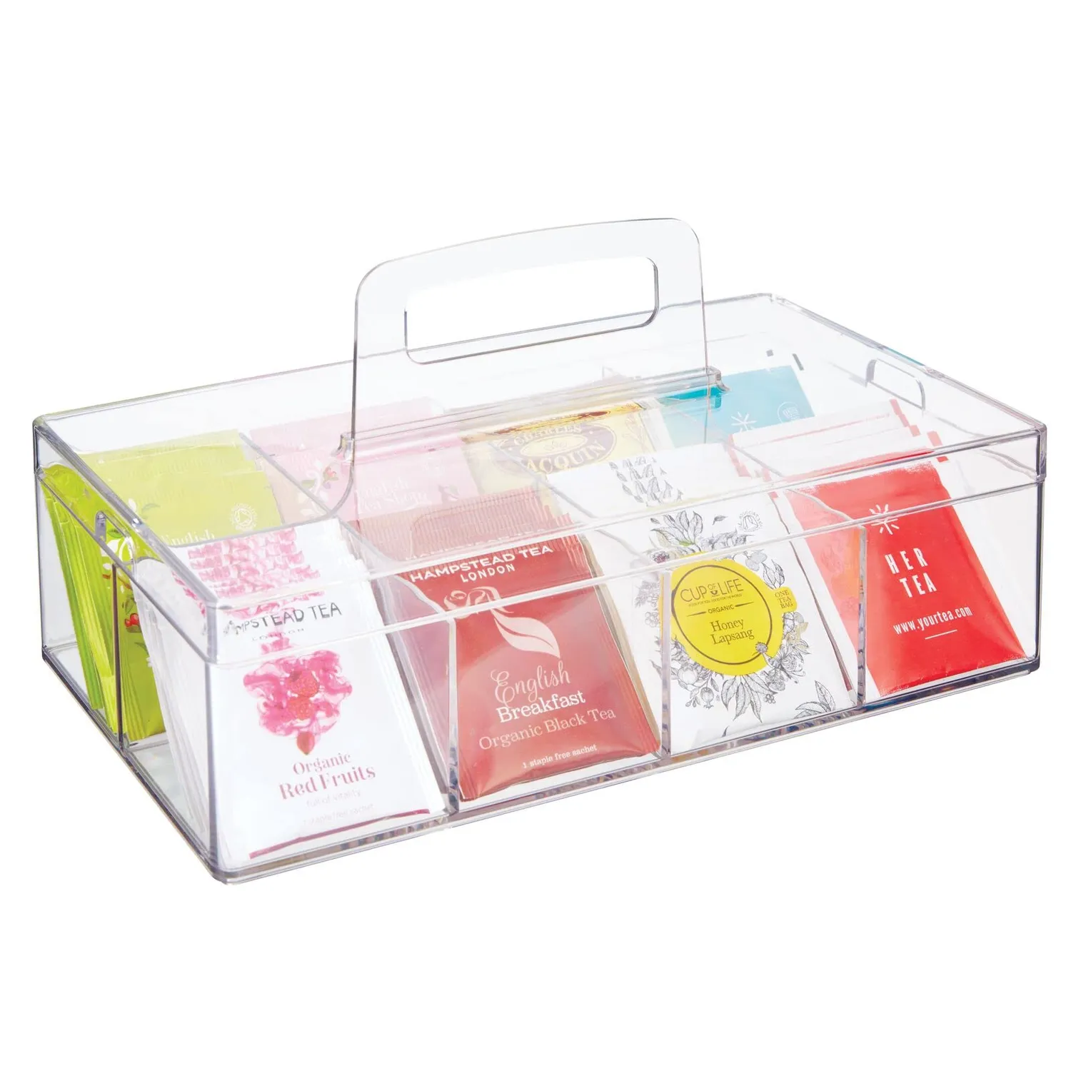 mDesign Küchen Organizer 8 Fächer transparent mit Griff